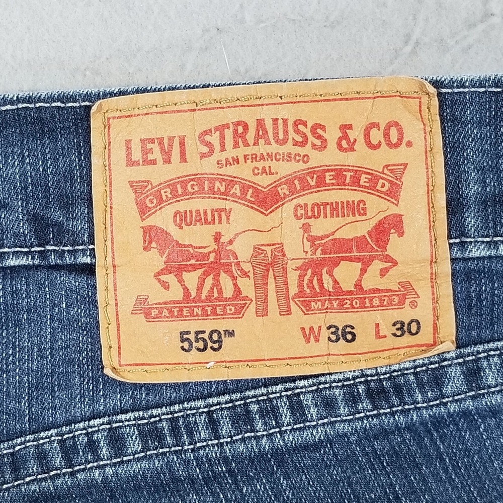 Levi's 559 jeans men's 36 x 30 relaxed fit straight blue denim Lot 3 Pair FLAWED - Picture 8 of 9